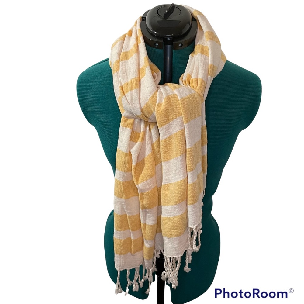 Turkish Scarf, Towel, Sarong Yellow/White By Fair Seas or Anthropologie
